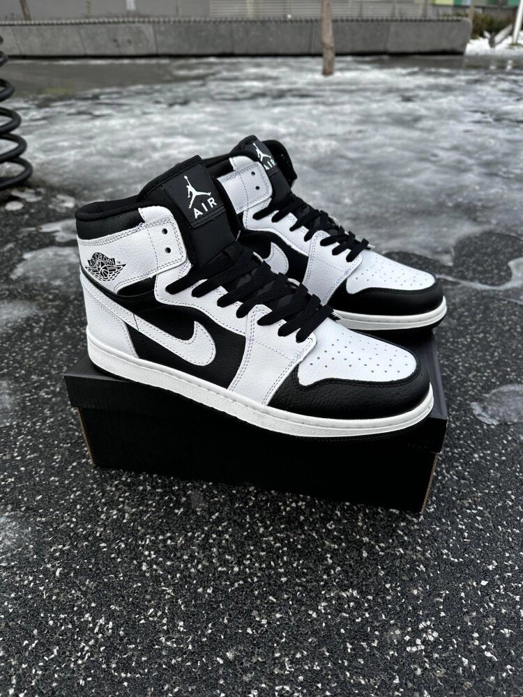 Кросівки високі Nike Air Jordan 1 (white / black) від компанії Elektromax - фото 1