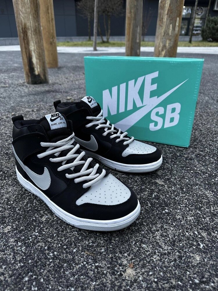 Кросівки високі Nike SB Dunk (чорні із сірим) від компанії Elektromax - фото 1