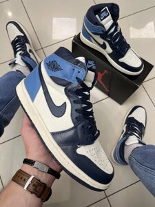 Кросівки Nike Air Jordan 1 (blue / white) (ТОП якість)