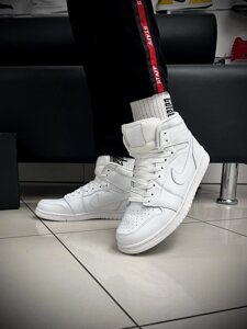 Кросівки високі Nike Air Jordan 1 шкіра (White)