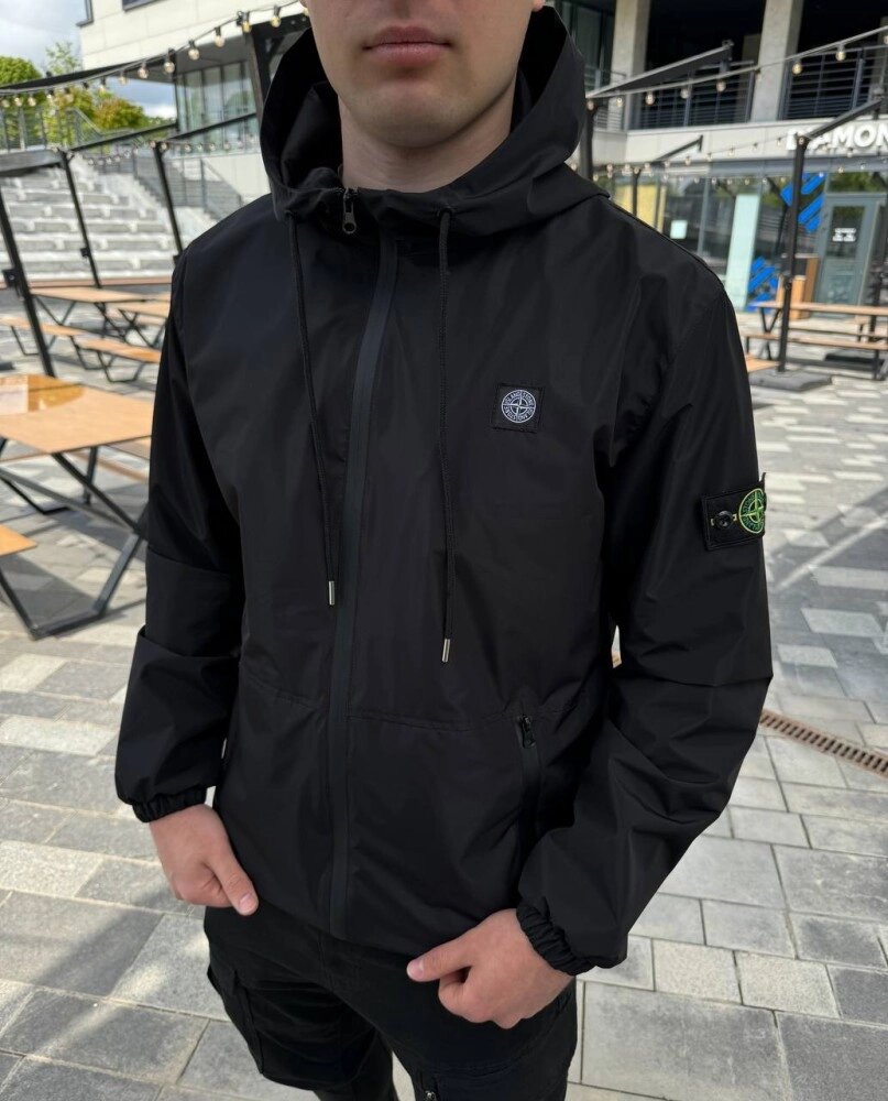 Куртка вітровка Stone Island чорна від компанії Elektromax - фото 1