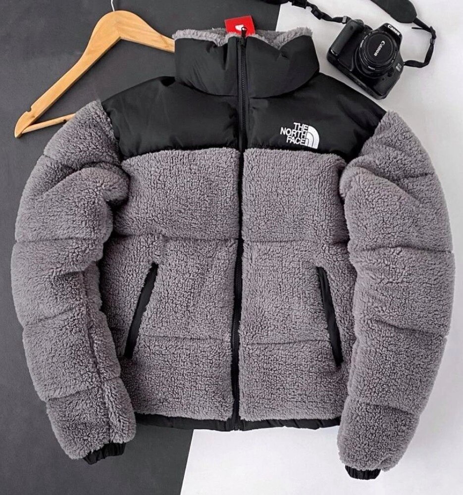 Куртка зимова в стилі The North Face хутровушка ТЕДДІ сіра від компанії Elektromax - фото 1