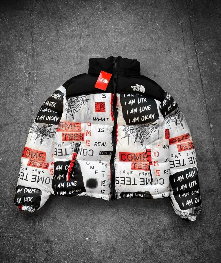 Куртка зимова в стилі The North Face павутина і написи від компанії Elektromax - фото 1