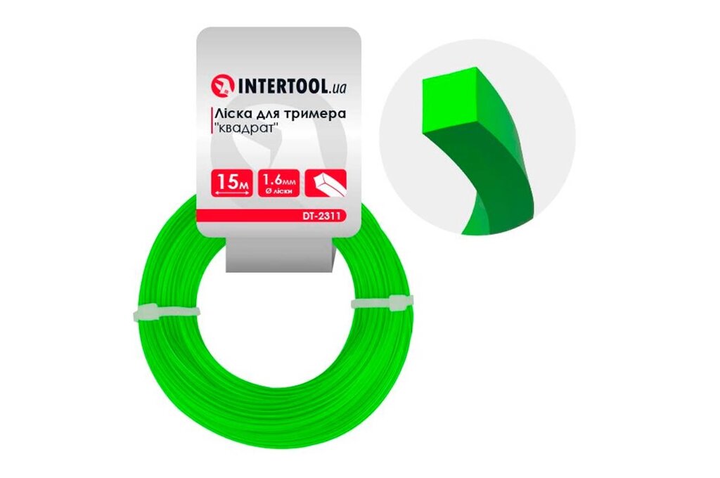 Лісок для тримера Intertool - 1,6мм x 15м квадрат 1 шт. від компанії Elektromax - фото 1