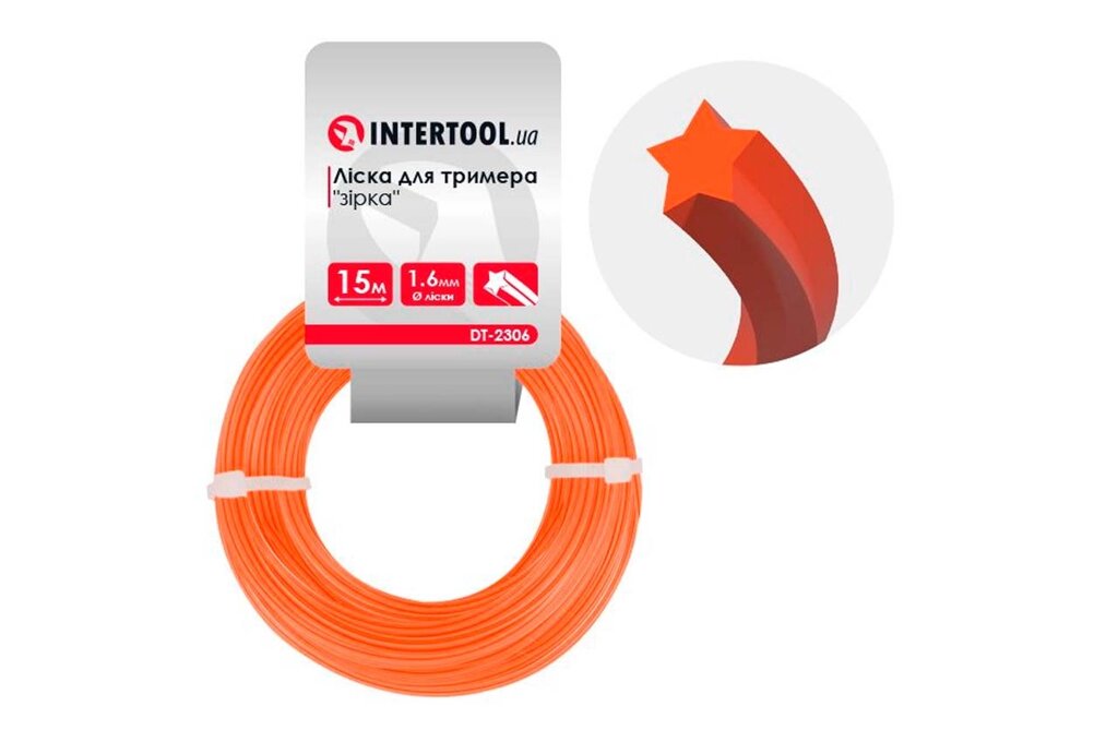 Лісок для тримера Intertool - 1,6мм x 15м зірка 1 шт. від компанії Elektromax - фото 1