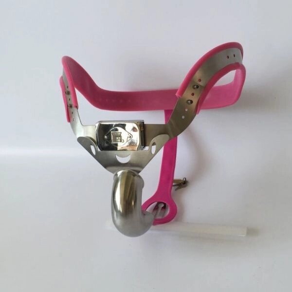 Male Chastity belt / Ergonomic stainless steel chastity belt - PINK від компанії Elektromax - фото 1