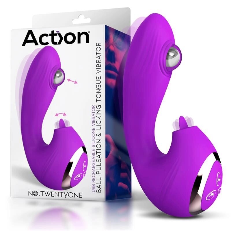 Масажер  для жінок Action No Twentyone Ball Pulsation Licking Tongue Vibtrator від компанії Elektromax - фото 1