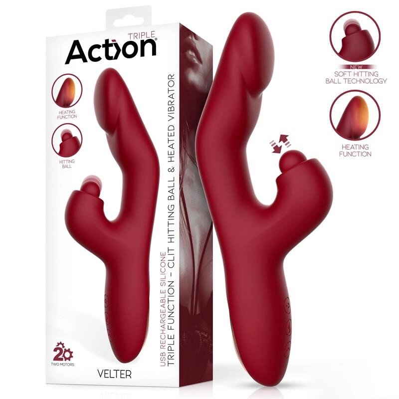 Масажер  для жінок Action Velter Triple Function Clit Hitting Ball Heated Vibrator від компанії Elektromax - фото 1