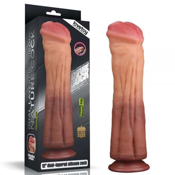 Масажер   гігант на присоске Dual layered Platinum Silicone Cock 12.0 від компанії Elektromax - фото 1