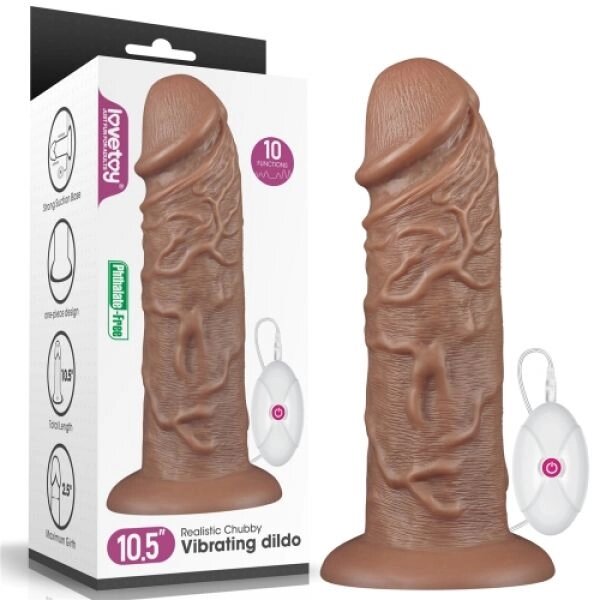 Масажер  гігант з пультом Realistic Chubby Vibrating Dildo 10.5 від компанії Elektromax - фото 1