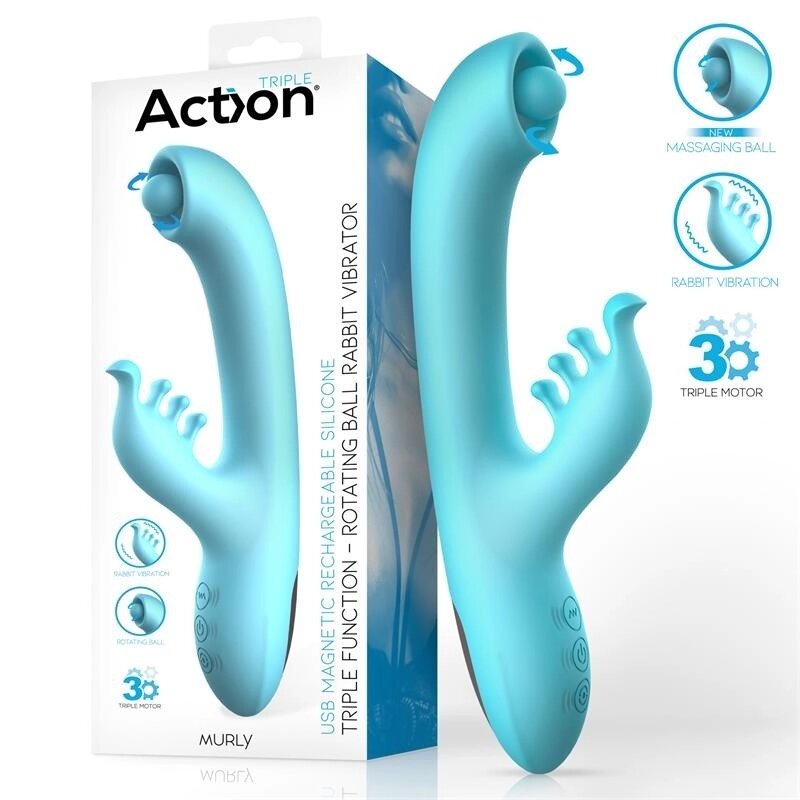 Масажер  із потрійною стимуляцією Action Murly Rotating Ball Rabbit Vibrator від компанії Elektromax - фото 1