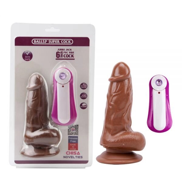 Масажер  конусної форми коричневий Jumbo Jack 6 Vibrating Dildo від компанії Elektromax - фото 1