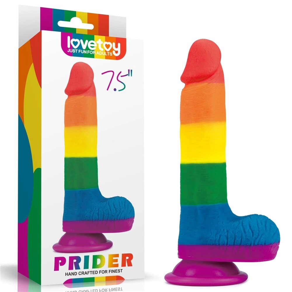 Масажер   на присосці райдужний LGBT Prider Dildo 7.5 від компанії Elektromax - фото 1