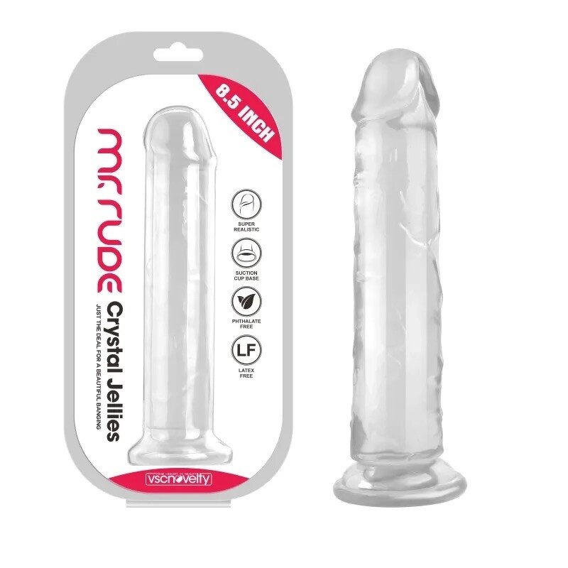 Масажер   на присоске Crystal Jellies Realistic Dildo Clear Mr. Rude 8.5 від компанії Elektromax - фото 1