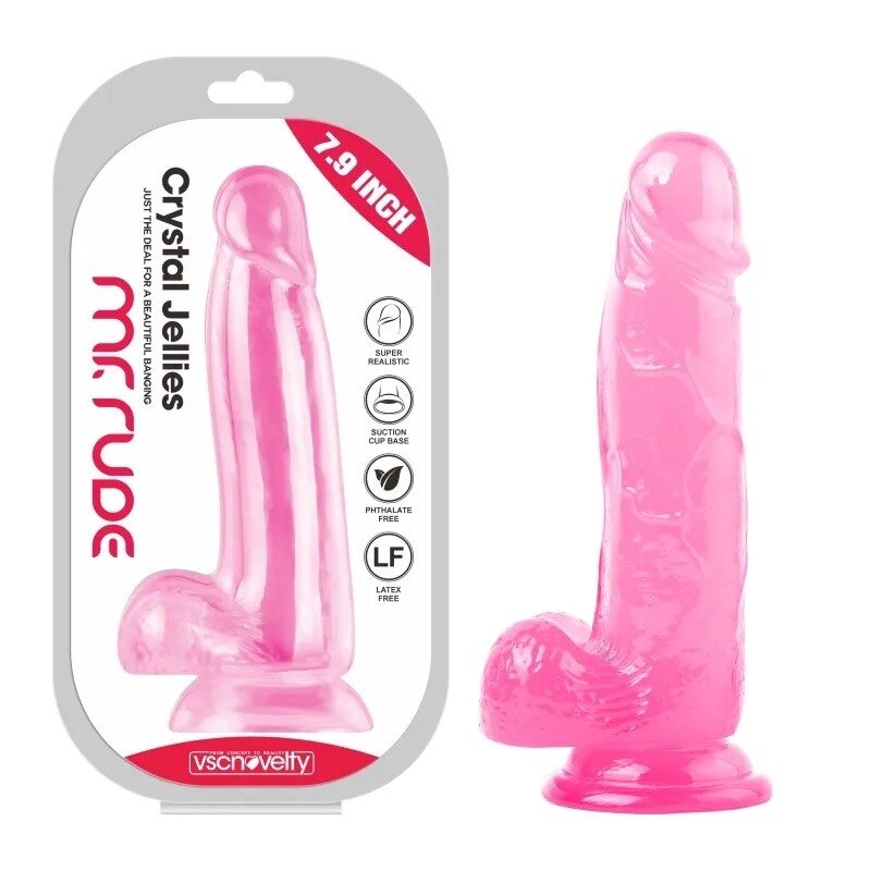 Масажер   на присоске Crystal Jellies Realistic Dildo Pink Mr. Rude 7.9 від компанії Elektromax - фото 1