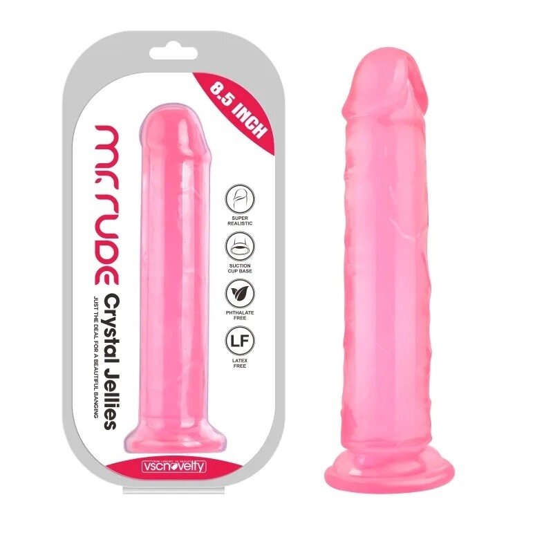 Масажер   на присоске Crystal Jellies Realistic Dildo Pink Mr. Rude 8.5 від компанії Elektromax - фото 1