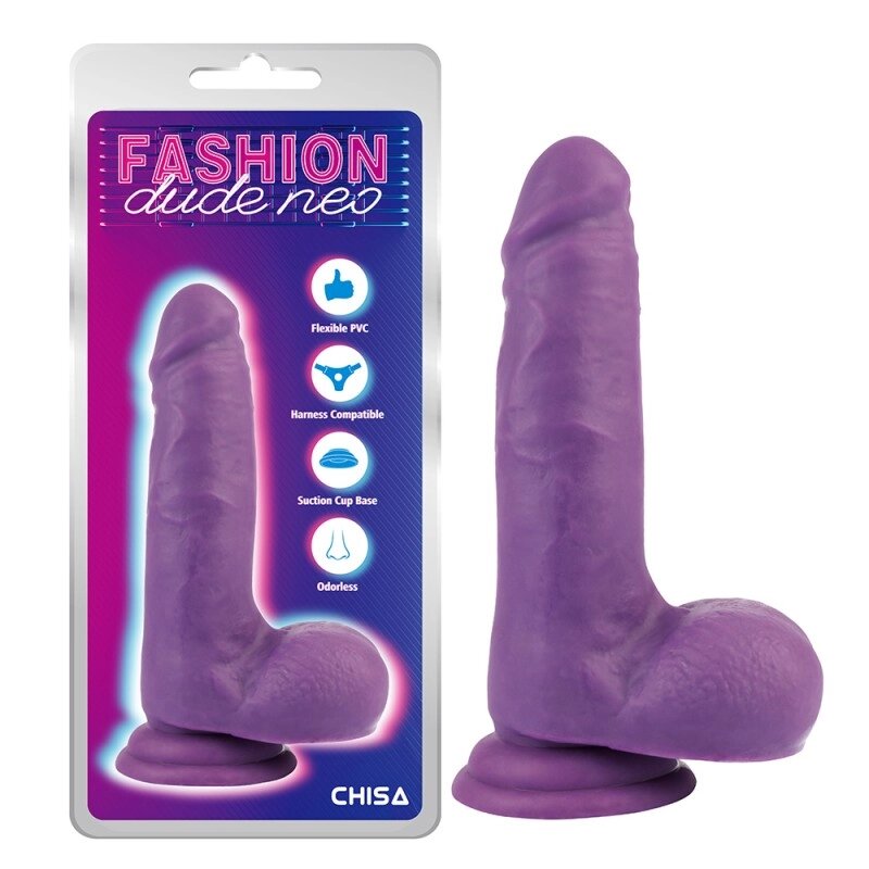 Масажер   на присоске Dual Density Cock Dildo Purple 7.0 від компанії Elektromax - фото 1