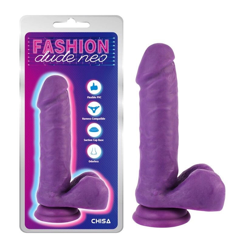 Масажер   на присоске Dual Density Cock Dildo Purple 7.6 від компанії Elektromax - фото 1