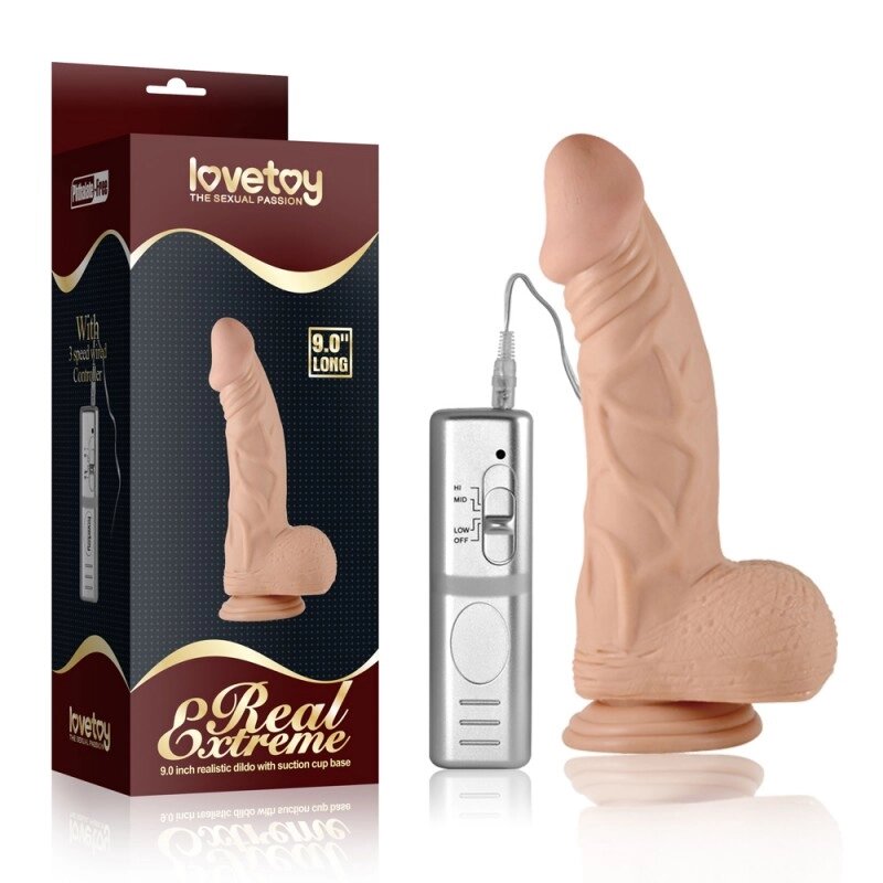 Масажер  на присоске Real Extreme Vibrating Dildo 9.0 від компанії Elektromax - фото 1