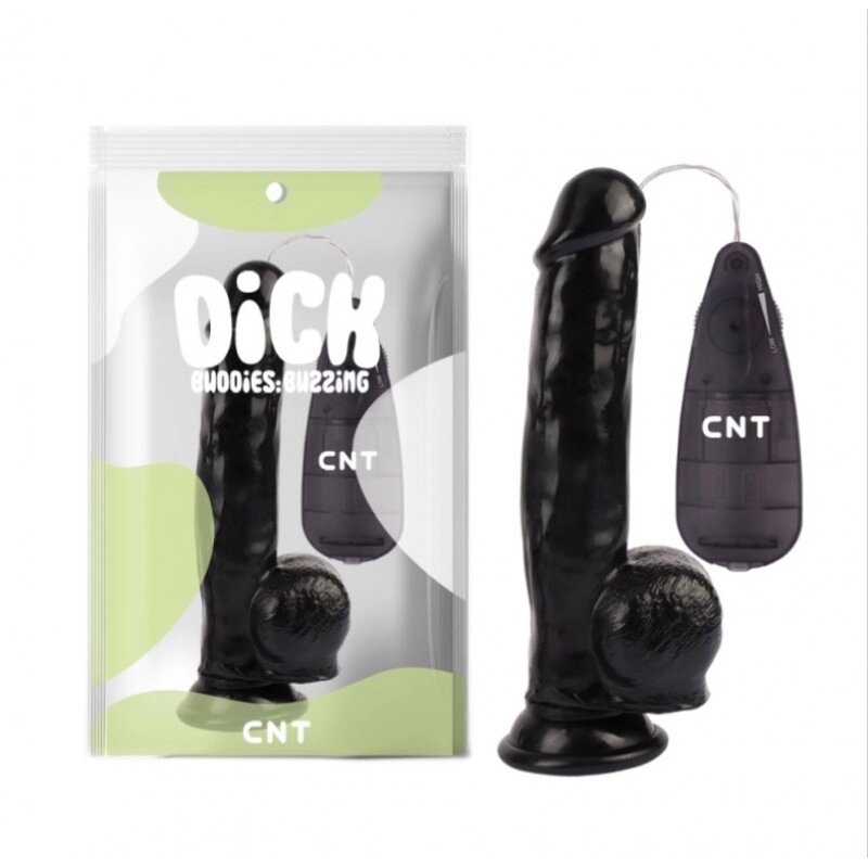 Масажер  на присоске з пультом Stud Realistic Vibrating Dong Black 8.2 від компанії Elektromax - фото 1