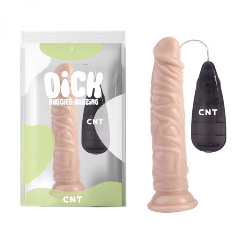 Масажер  на присоске з пультом управління Stud Realistic Vibrating Dong Flesh 8.4 від компанії Elektromax - фото 1