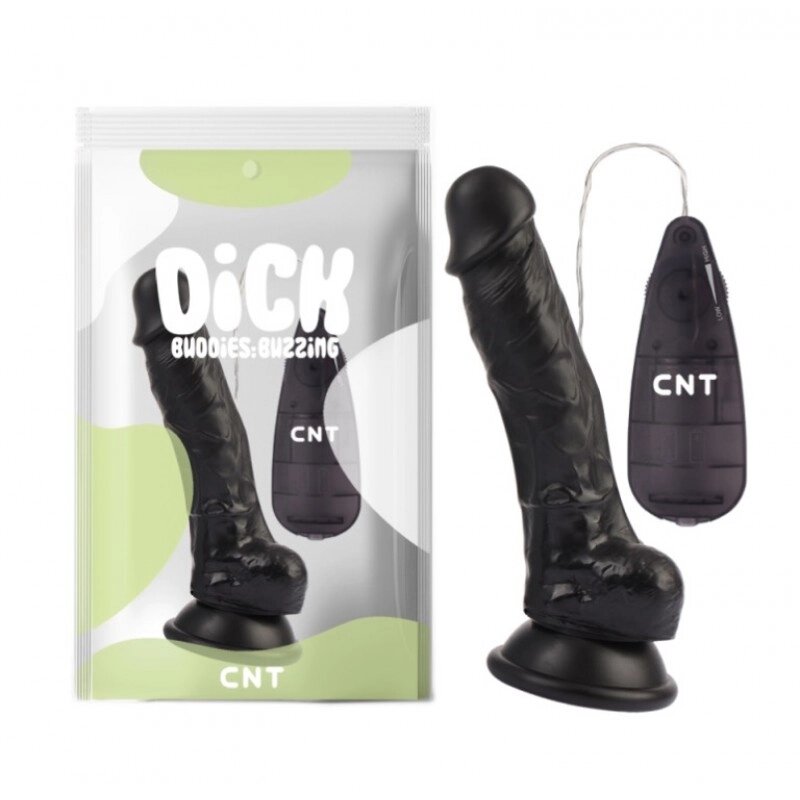 Масажер  на присоске з пультом управління Super Realistic Vibrating Dildo Black від компанії Elektromax - фото 1