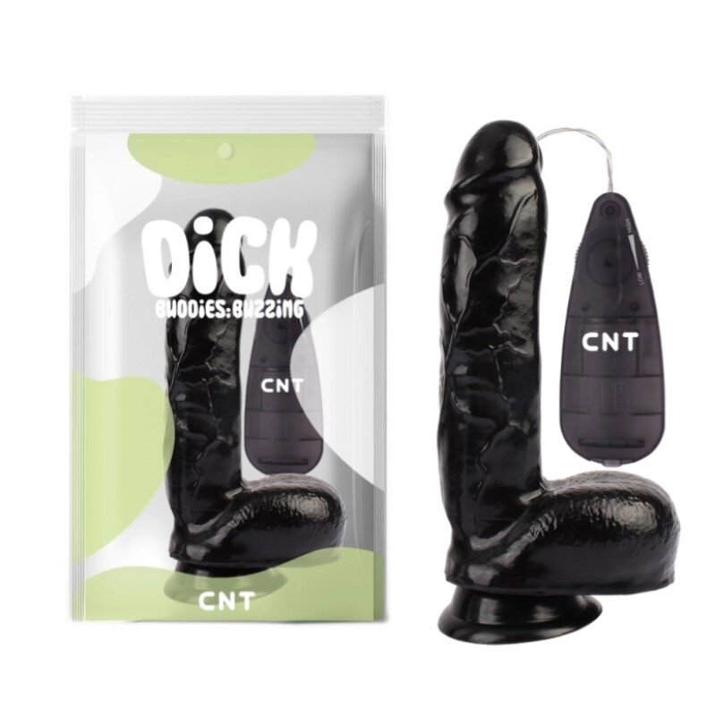 Масажер  на присоске з пультом управління Vibrating Dildo Black 9.0 від компанії Elektromax - фото 1