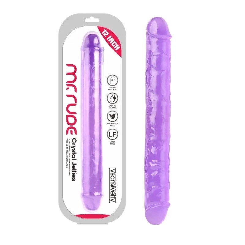 Масажер   подвійний Mr. Rude Crystal Jellies Realistic Double-ended Dildo Purple 12.0 від компанії Elektromax - фото 1