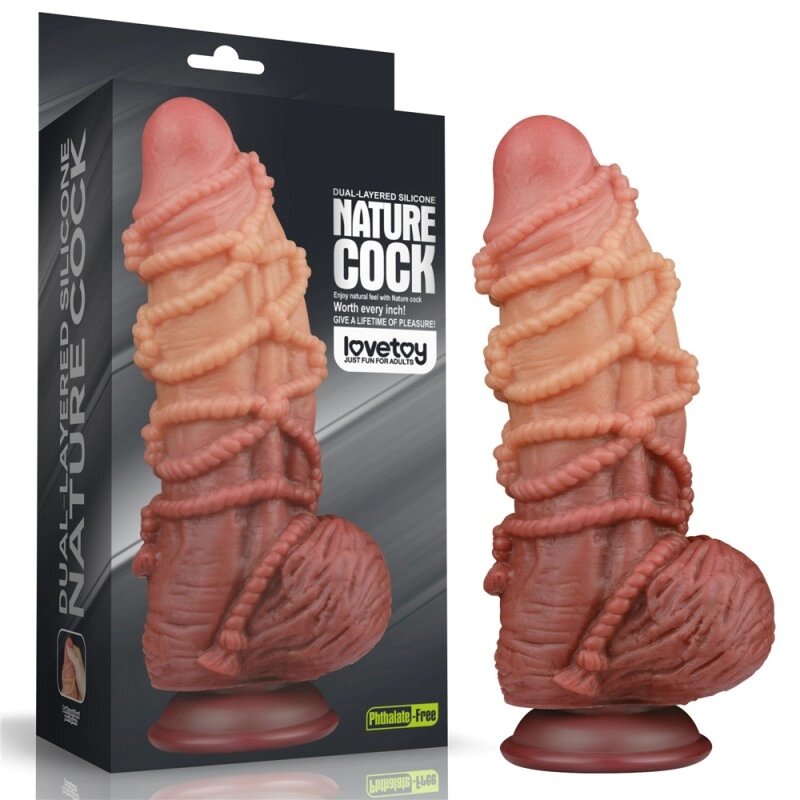 Масажер   рельєфний Dual layered Platinum Silicone Cock with Rope 9.5 від компанії Elektromax - фото 1