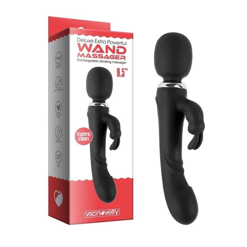 Масажер  унікальний потрійний для жінок Deluxe Extra Powerful Wand Massager від компанії Elektromax - фото 1