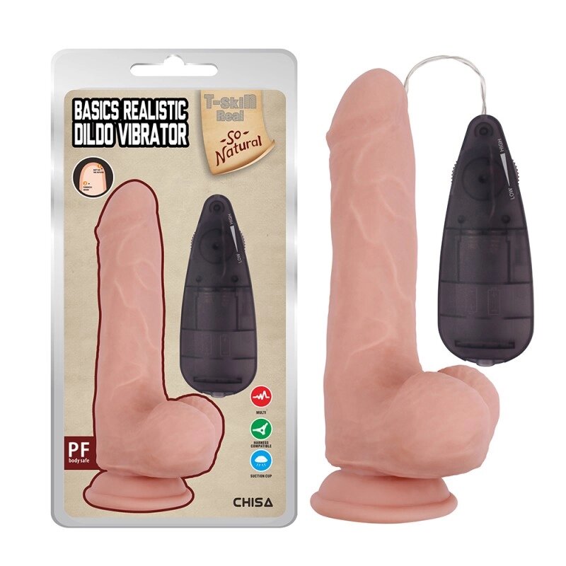 Масажер  з присоскою і пультом Basics Realistic Dildo Vibrator Flesh від компанії Elektromax - фото 1