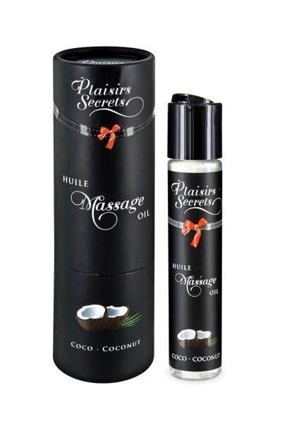 Масажна олія Plaisirs Secrets Coconut (59 мл) з афродизіаками, їстівна, подарункова упаковка від компанії Elektromax - фото 1