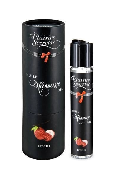 Масажна олія Plaisirs Secrets Litchi (59 мл) з афродизіаками, їстівна, подарункове паковання від компанії Elektromax - фото 1