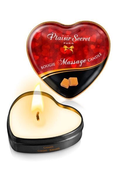 Масажна свічка-серце Plaisirs Secrets Caramel (35 мл) від компанії Elektromax - фото 1