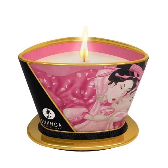 Масажна свічка Shunga Massage Candle – Rose Petals (170 мл) з афродизіаками від компанії Elektromax - фото 1