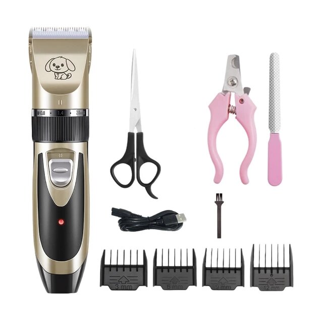 Машинка для стриження тварин бездротова з набором аксесуарів Pet grooming hair clipper kit від компанії Elektromax - фото 1