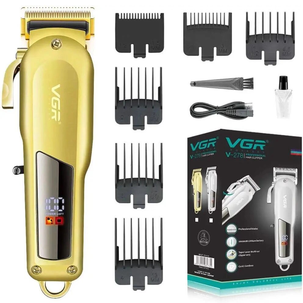 Машинка для стрижки VGR Professional Hair Clipper V-278 GOLD, домашня машинка для стрижки волосся від компанії Elektromax - фото 1