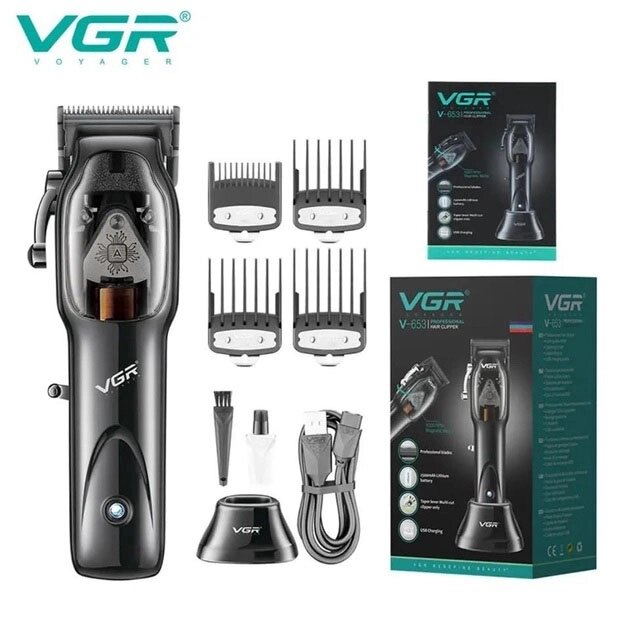 Машинка для стрижки волосся VGR Hair Clipper V-653 Voyager, бездротова електробритва, для дому від компанії Elektromax - фото 1