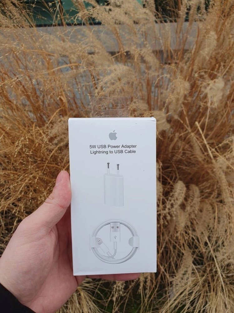 Мережевий зарядний пристрій Apple iPhone 5W USB + cabel USB to lightning original білий від компанії Elektromax - фото 1