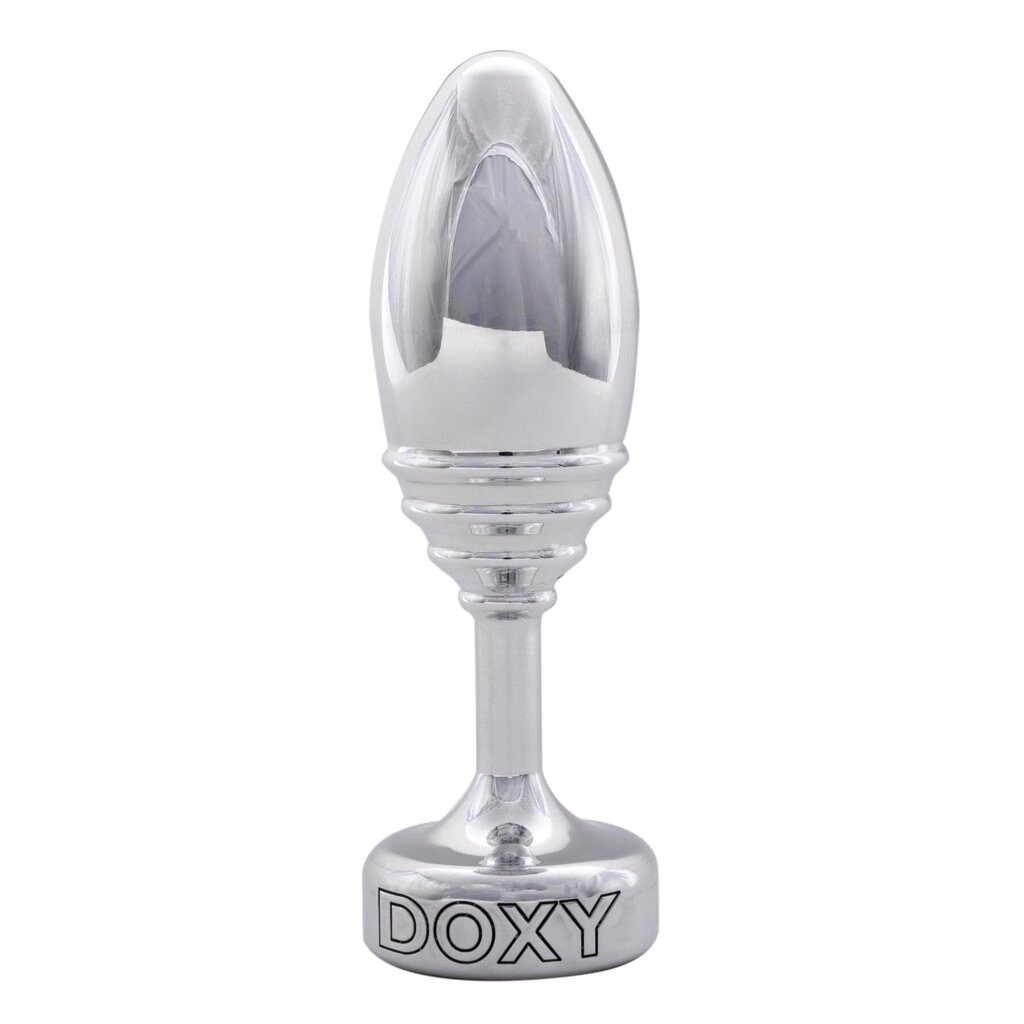 Металева анальна пробка DOXY Butt Plug RIBBED, ребриста, діаметр 3,3 см від компанії Elektromax - фото 1