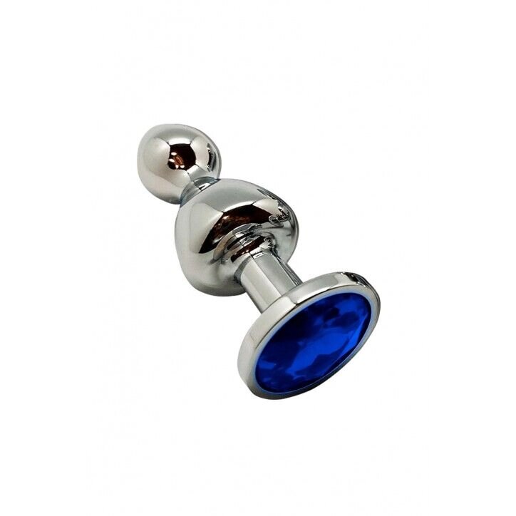 Металева анальна пробка Wooomy Lollypop Double Ball Metal Plug Blue S, діаметр 2,8см, довжина 8,5см від компанії Elektromax - фото 1