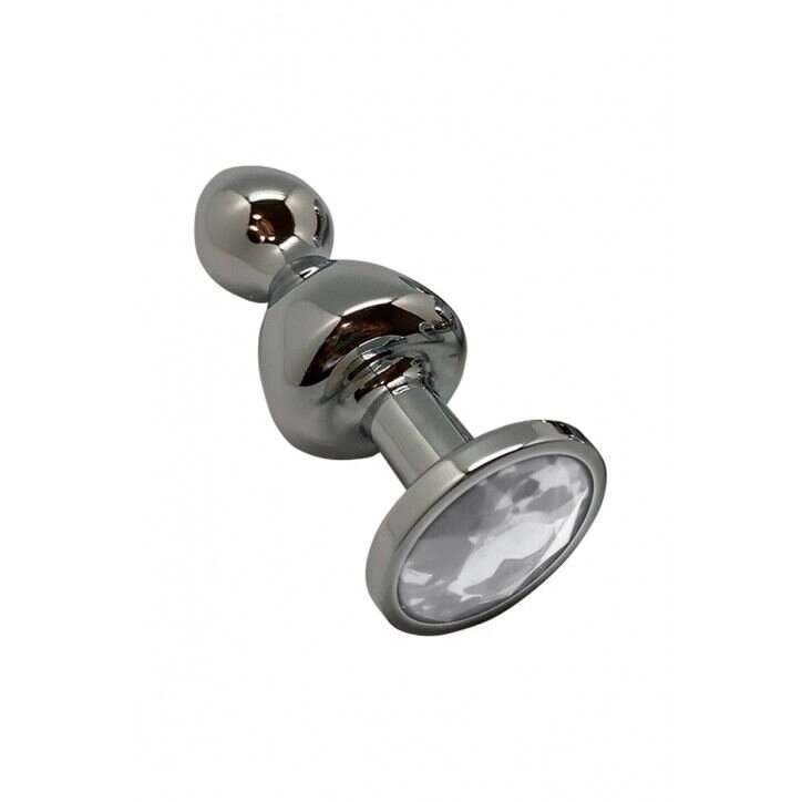 Металева анальна пробка Wooomy Lollypop Double Ball Metal Plug M, діаметр 3,1 см, довжина 9,4 см від компанії Elektromax - фото 1