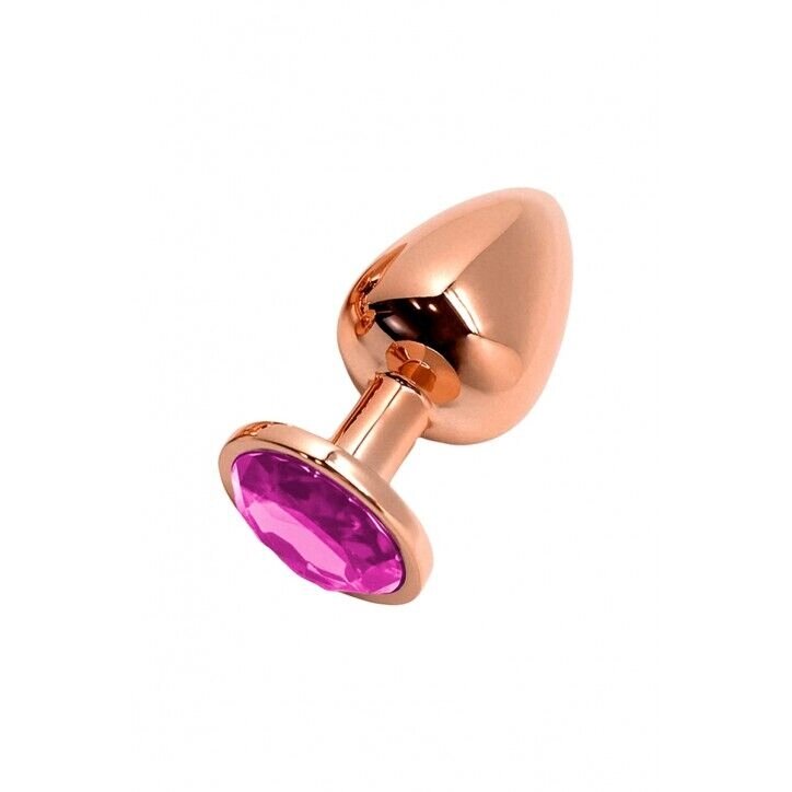 Металева анальна пробка Wooomy Tralalo Rose Gold Metal Plug Magenta S, діаметр 2,8 см, довжина 7 см від компанії Elektromax - фото 1