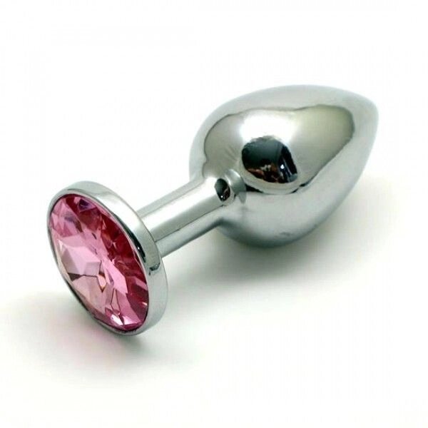 Металева анальна пробка з рожевим камінцем від компанії Elektromax - фото 1