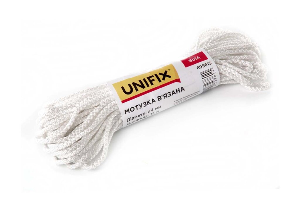 Мотузка в'язана Unifix - 3мм x 15м біла 1 шт. від компанії Elektromax - фото 1