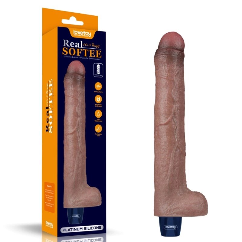 Мультишвидкісний Масажер  Real Softee Rechargeable Silicone Vibrating Dildo 10.5 від компанії Elektromax - фото 1