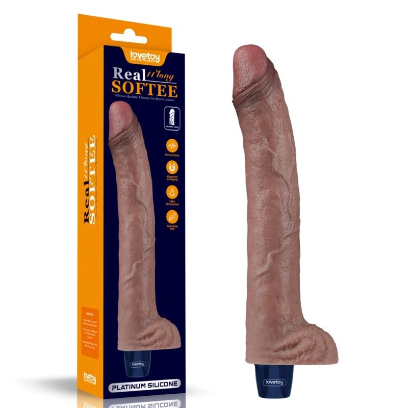 Мультишвидкісний Масажер  Real Softee Rechargeable Silicone Vibrating Dildo 11.0 від компанії Elektromax - фото 1