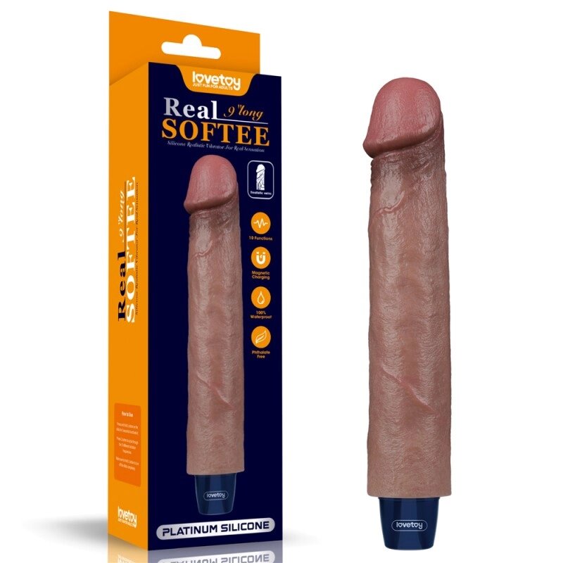 Мультишвидкісний Масажер  Real Softee Rechargeable Silicone Vibrating Dildo 9.0 від компанії Elektromax - фото 1