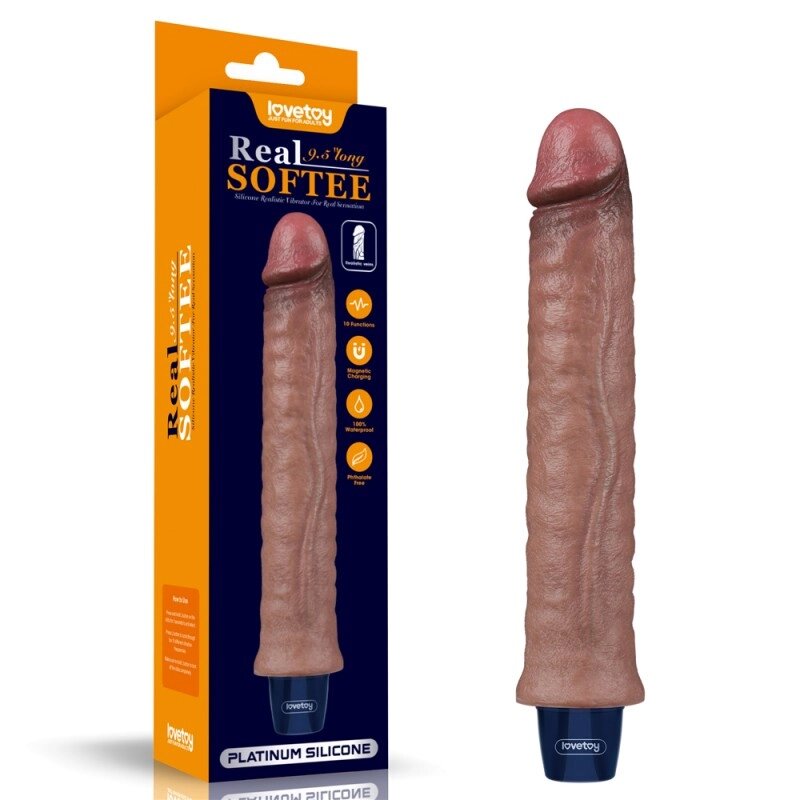 Мультишвидкісний Масажер  Real Softee Rechargeable Silicone Vibrating Dildo 9.5 від компанії Elektromax - фото 1