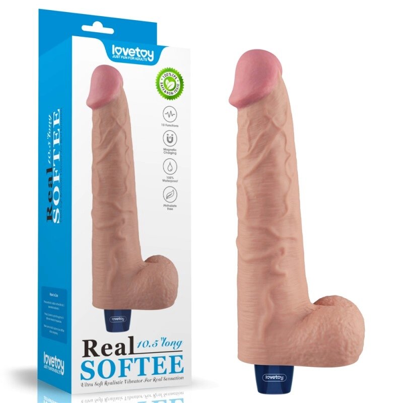 Мультишвидкісний Масажер  Real Softee Rechargeable Vibrating Dildo 10.5 від компанії Elektromax - фото 1